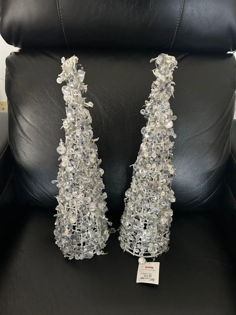 TJ-Maxx Set of Two Shimmering Silver Christmas Trees